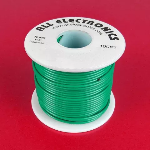 18 GA. GREEN HOOK-UP WIRE, STRANDED 100'