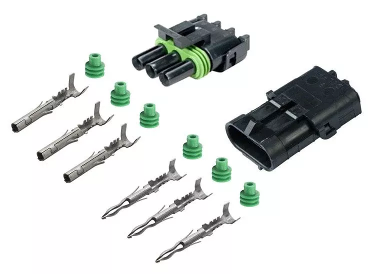3-CONDUCTOR WEATHER PACK CONNECTOR KTI, 20-18 GA