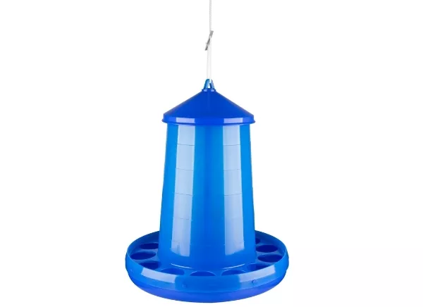 35 lb. Blue Hanging Chicken Feeder
