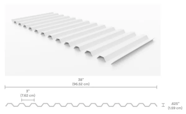 38" x 12'-2" (3" OC) Corrugated PVC Liner