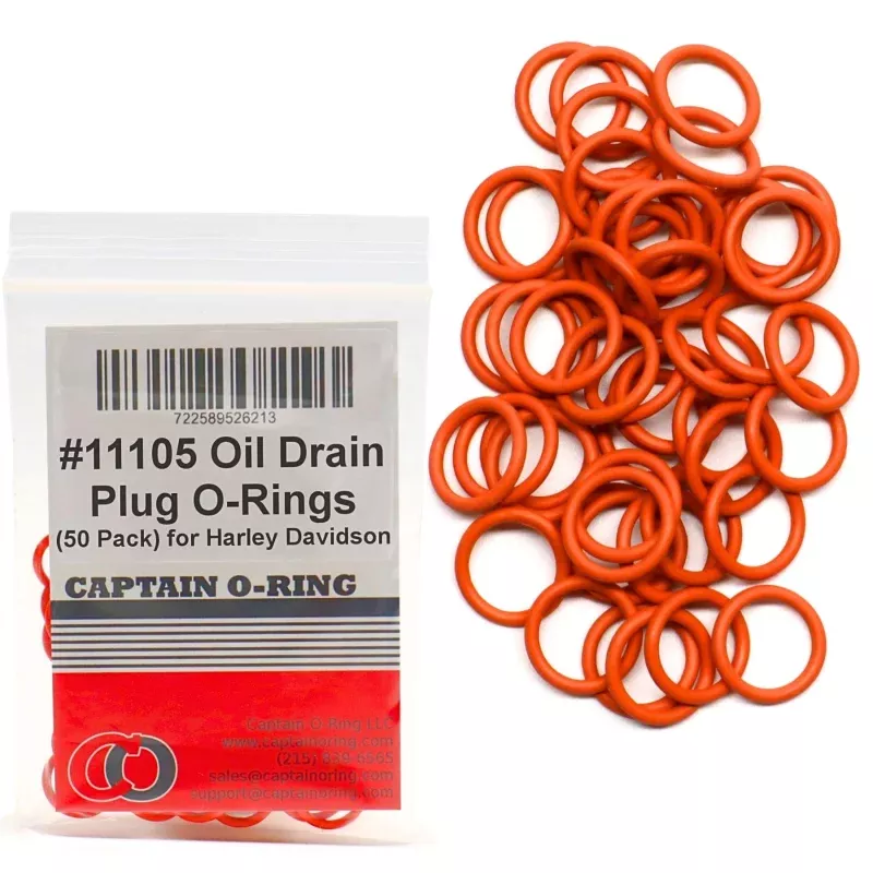 (50 Pack) Harley Davidson Drain Plug O-Ring #11105 [Orange Color]