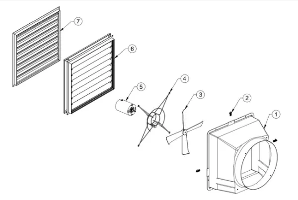 Aerotech 14" Fan Housing with Clips and Labels