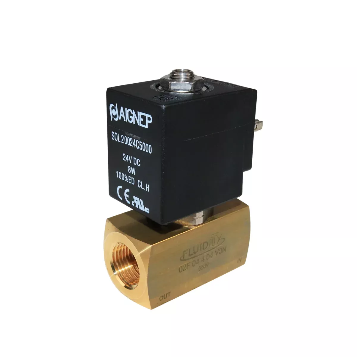 AIGNEP 02F04404V0N Solenoid Valve 3/8" NPTF 3/2 WAY Normally Open (N.O)