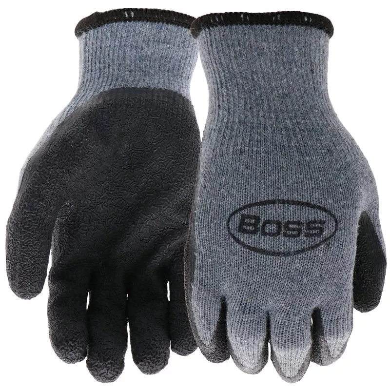Boss Grip Series B32041-XL Coated Gloves, XL, Slip-On Cuff, Latex Coating, Polyester, Gray