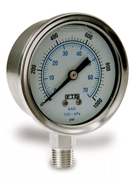 Bottom Mount Stainless Steel Pressure Gauge - 5000 PSI Max
