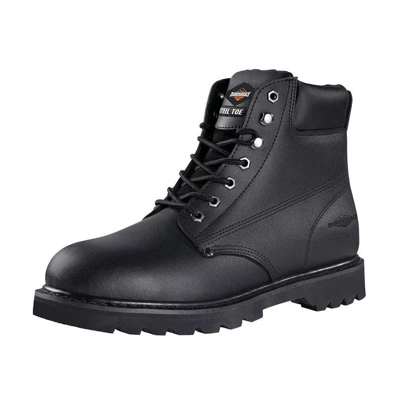 Diamondback 655SS-10 Work Boots, 10, Medium W, Black, Leather, Lace-Up, With Lining