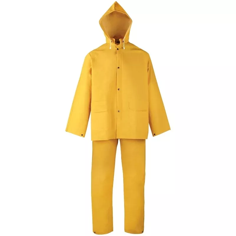 Diamondback SRS3/111-XL Rain Suit, XL, 30-1/2 in Inseam, Polyester/PVC, Yellow, Comfortable Corduroy Collar