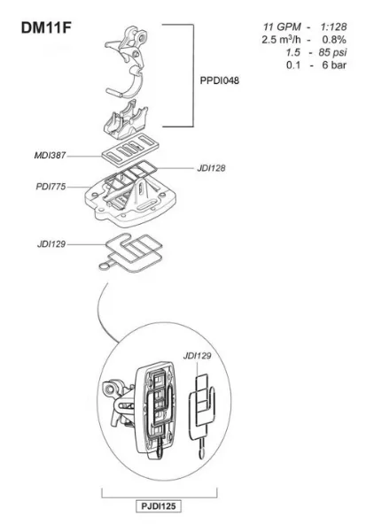 Dosatron DM11F Actuator Sub-Assembly & Gasket