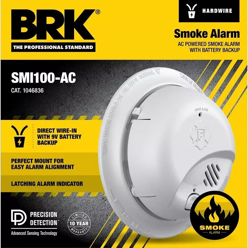 First Alert 1046836 Smoke Alarm, Ionization Sensor, White, 120V, Battery Backup
