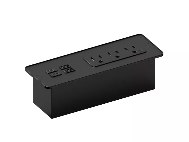 Flush Mount Desktop & Bedside Power Strip Outlet with USB C Port