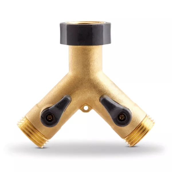 Gilmour Pro High Flow Brass Dual Outlet Shut-Off Valve
