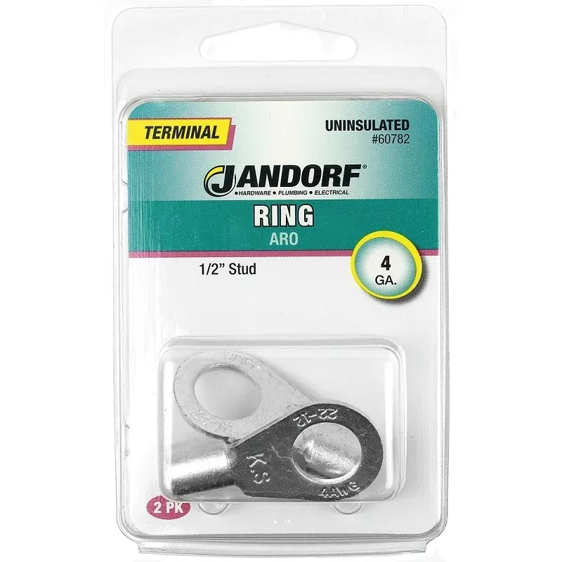 Jandorf 60782 Ring Terminal, 4 AWG Wire, 1/2 in Stud