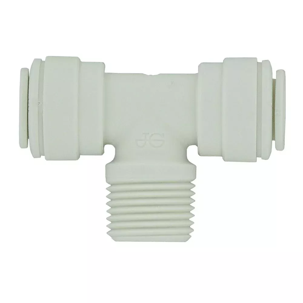 John Guest Fixed Tee Adapter Polypro - 3/8 x 3/8 x 3/8 MNPT Branch