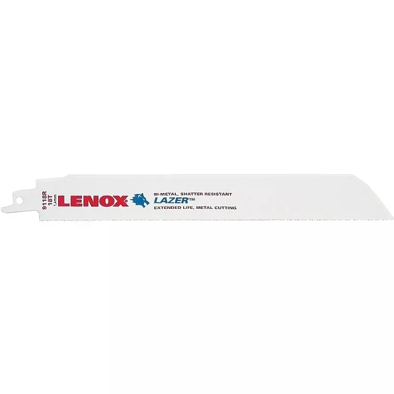Lenox LAZER 24907T9118R Reciprocating Saw Blade, 1 in W, 9 in L, 18 TPI