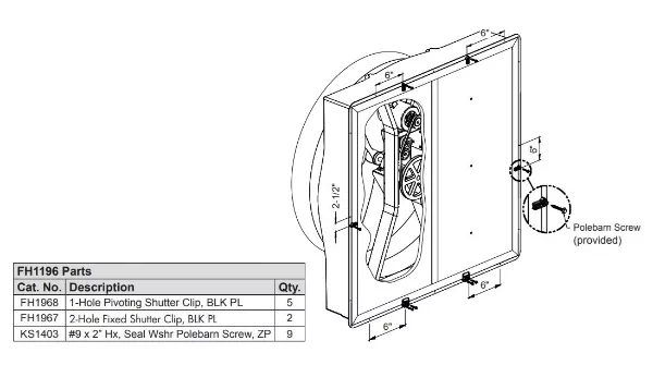 Munters Plastic Shutter Clip Kit w/ Screws for 36"-55" Fans