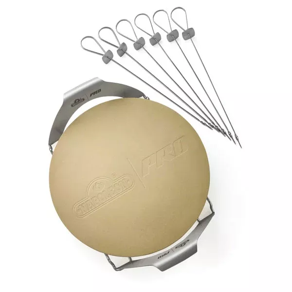 Napoleon 70002 PRO Pizza Stone with Skewers & Rack
