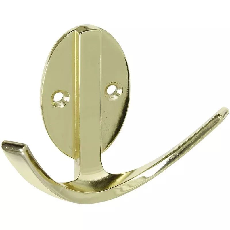 National Hardware V8010 N807-006 Robe Hook, 2-Hook, Zinc, Brass (Pack of 5)