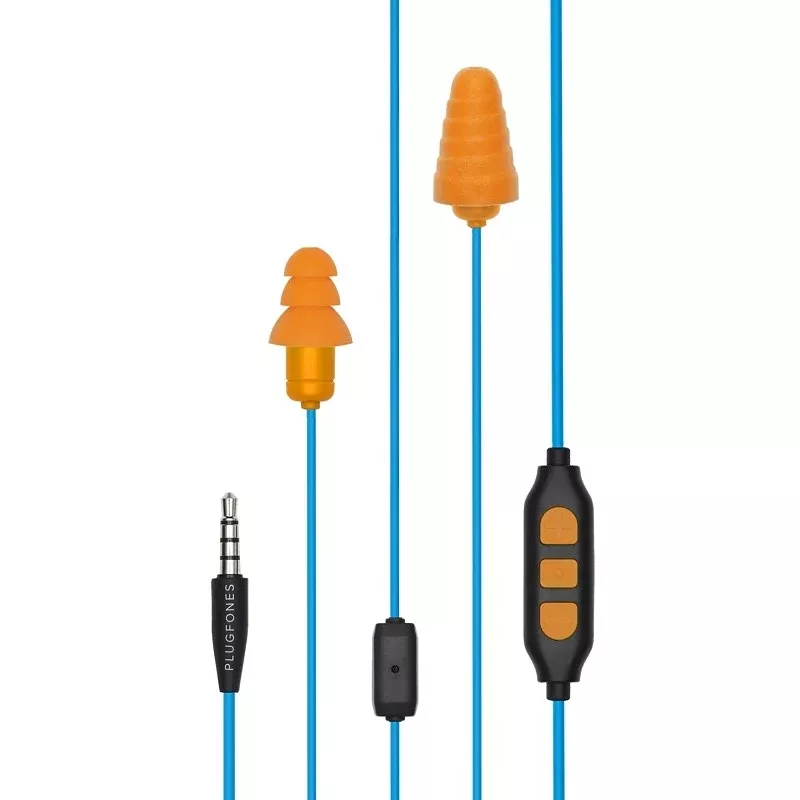 Plugfones Guardian Plus PGP-UO Earphones, 23/26 dB SPL, Light Blue/Orange