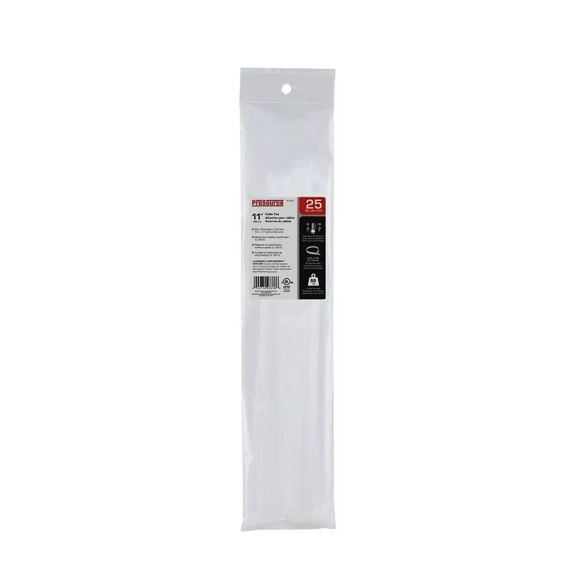 ProSource CV280-253L Cable Tie, 70 mm Max Bundle Dia, Self-Lock Locking, Nylon, Clear