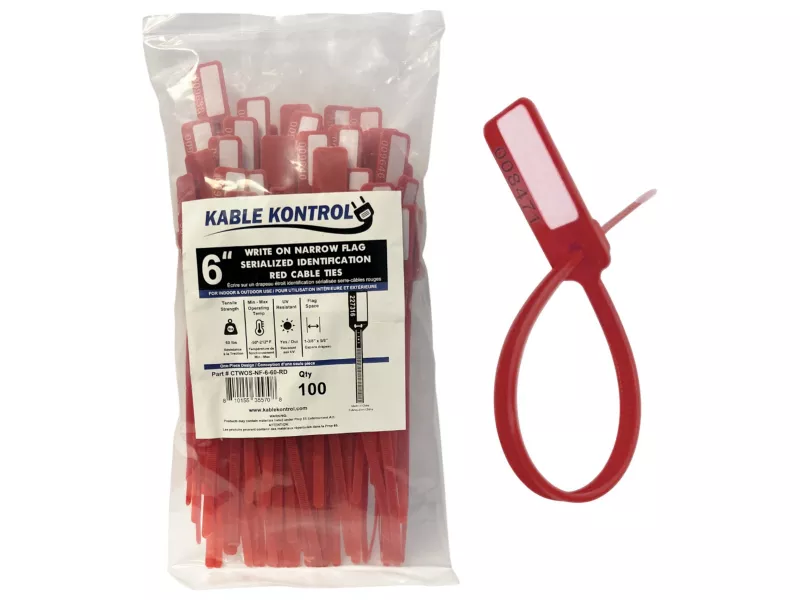 Serialized Flag Write-On Identification Cable Ties