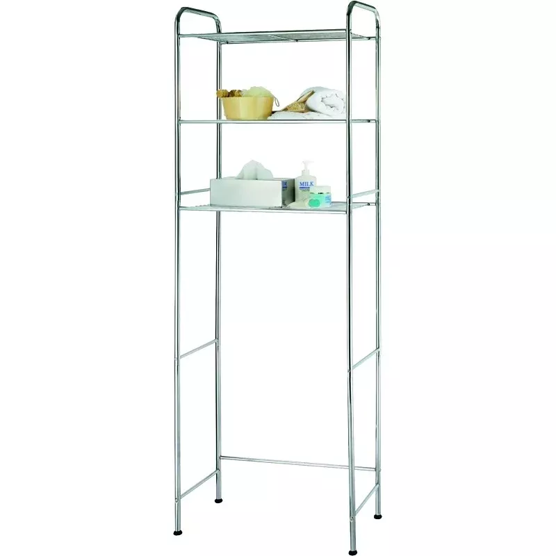 Simple Spaces TS16C0-CH Bathroom Shelf, 15 lb Each Shelf Max Weight Capacity, 3-Shelf, Steel, Polished Chrome