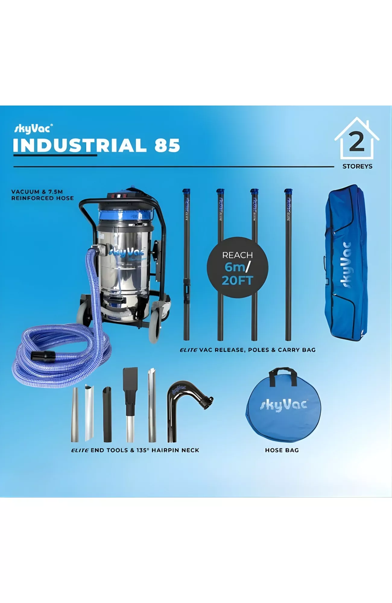 SkyVac 85 Elite Industrial Gutter Cleaning System (You Choose)