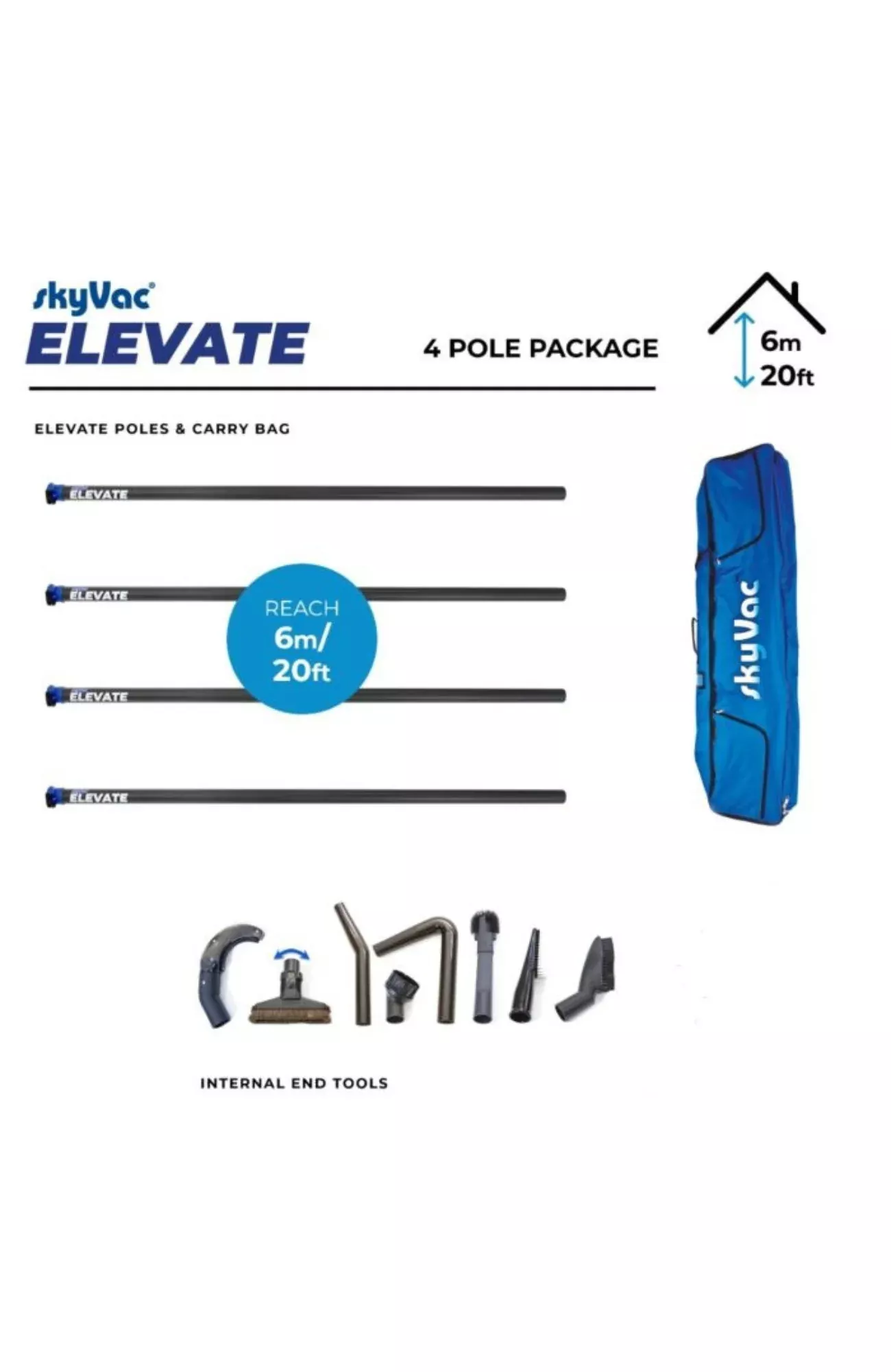 SkyVac Elevate Internal High Dusting Carbon Fiber Pole Set