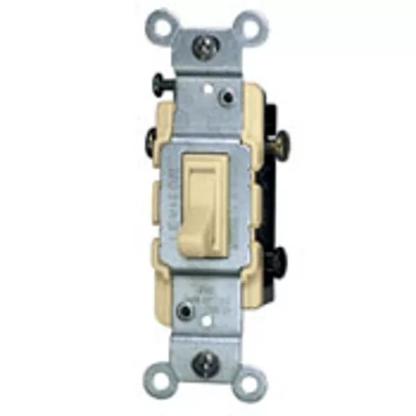 SPST Toggle Light Switch, 3-Way 15A | 120V | Ivory