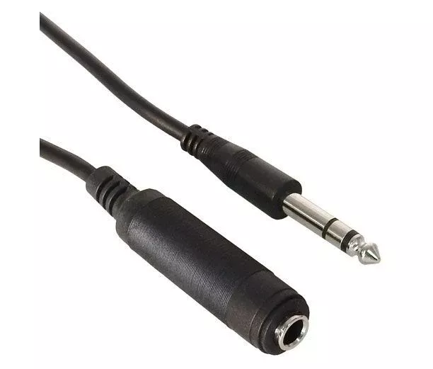 STEREO 1/4" MALE/FEMALE PLUG EXTENSION CABLE, 25'