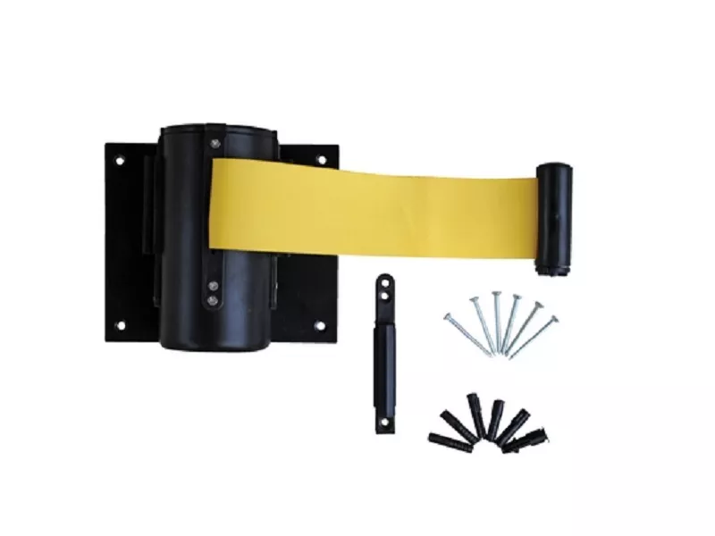 Vestil Wall Mounted Guidance Barrier with Retractable Yellow Fabric Web