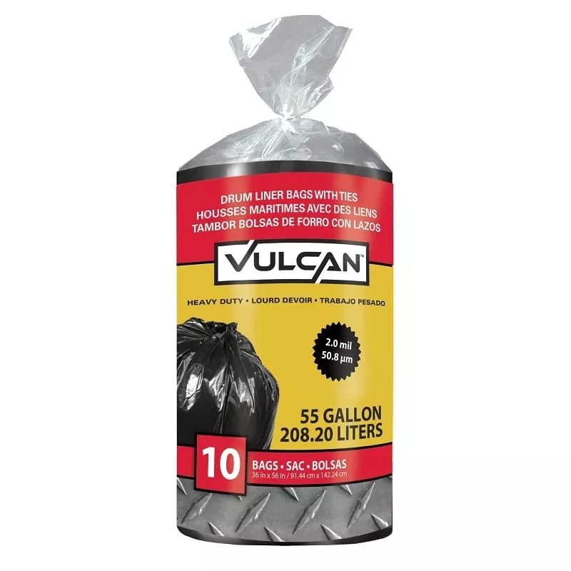 Vulcan FG-03812-09 Drum Liner, 55 gal, Poly, Black