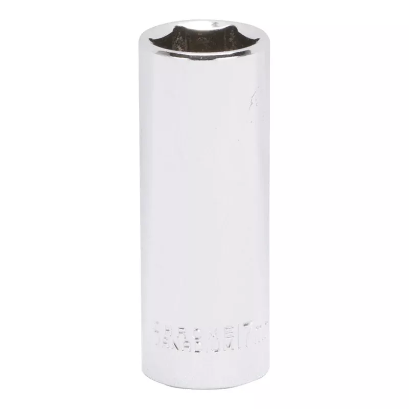 Vulcan MT6507164 Drive Socket, 17 mm Socket, 3/8 in Drive, 6-Point, Chrome Vanadium Steel, Chrome