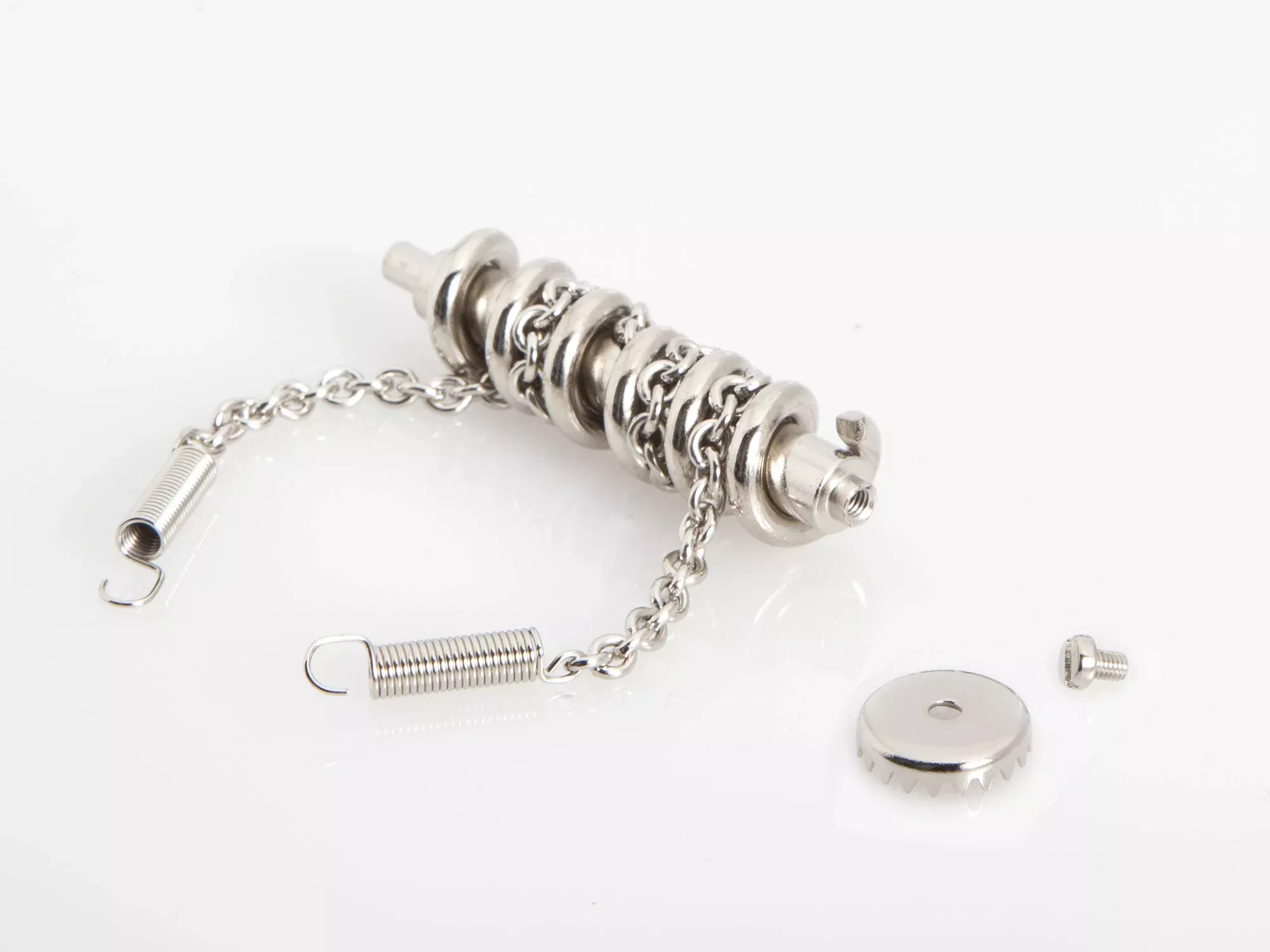 Wilesco 01303 Spiral gear with chain (nickel), cog wheel and pull-spring for Wilesco D310